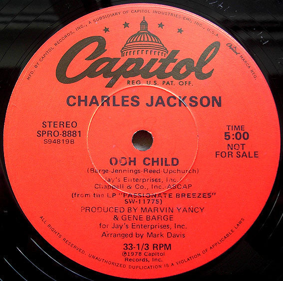 Chuck Jackson (2) / Gary Bartz : Ooh Child / Shake Your Body (It's The Joint) (12", Promo)