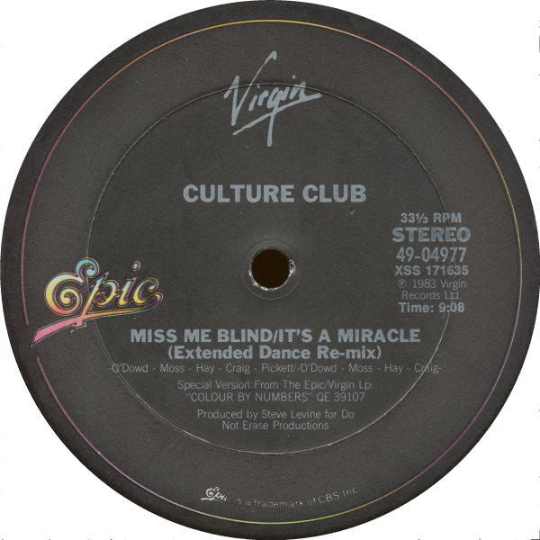 Culture Club : Miss Me Blind / It's A Miracle (12", Single)