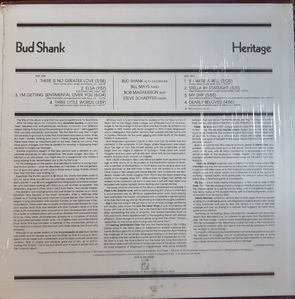 Bud Shank : Heritage (LP, Album)