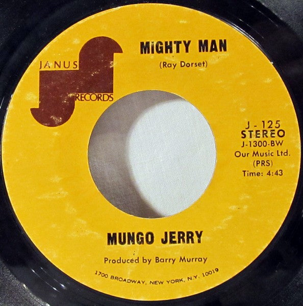 Mungo Jerry : In The Summertime / Mighty Man (7", Single, Styrene, Bes)