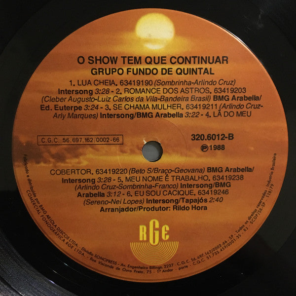 Grupo Fundo de Quintal* : O Show Tem Que Continuar (LP, Album)