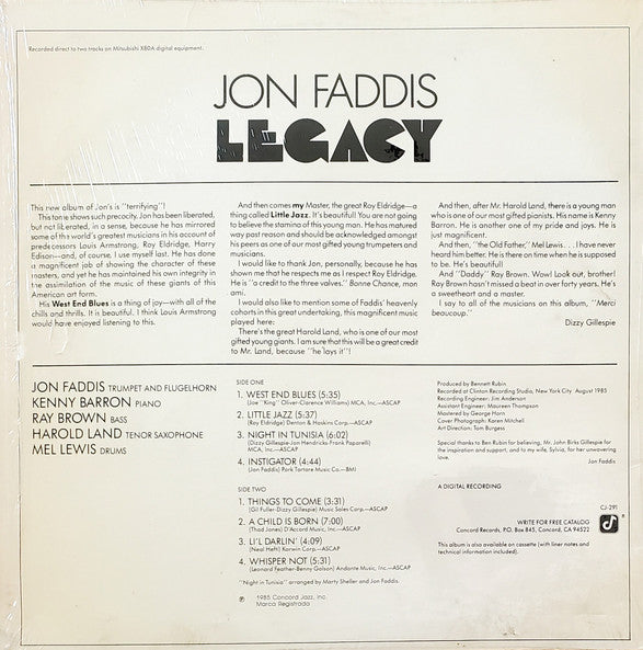 Jon Faddis : Legacy (LP, Album)