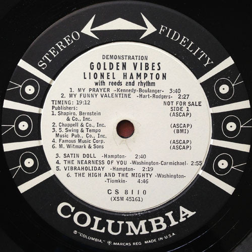 Lionel Hampton : Golden Vibes (LP, Album, Promo)