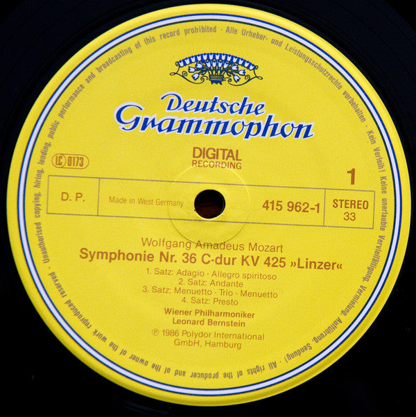 Wolfgang Amadeus Mozart : No. 36 "Linzer" No. 38 "Prager" (LP)