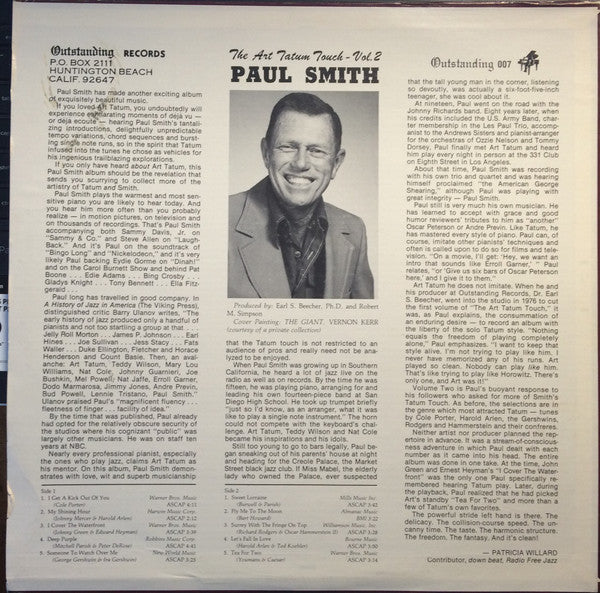 Paul Smith (5) : The Art Tatum Touch -Vol.2 (LP, Album, Mon)