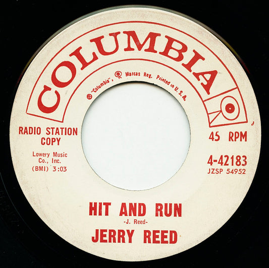 Jerry Reed : Hit And Run / It Sure Is Blue Out Tonight (7", Single, Promo)