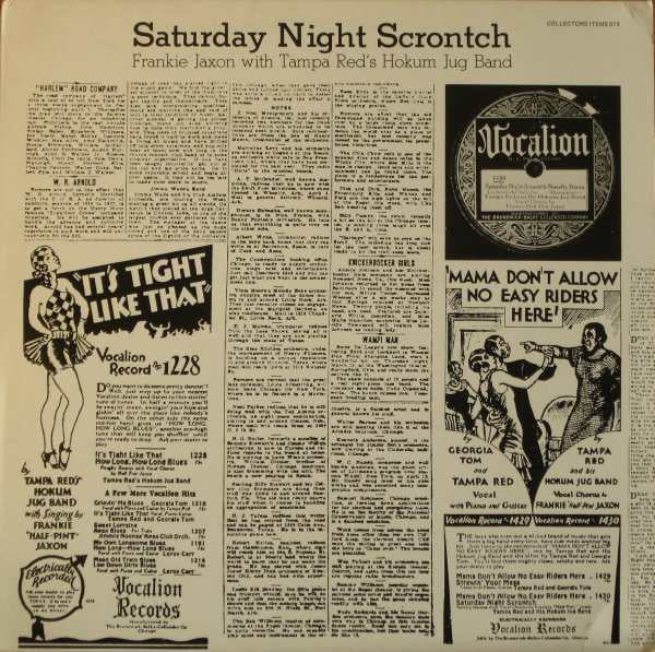 Frankie Jaxon With Tampa Red's Hokum Jug Band* : Saturday Night Scrontch (LP, Comp, Mono)