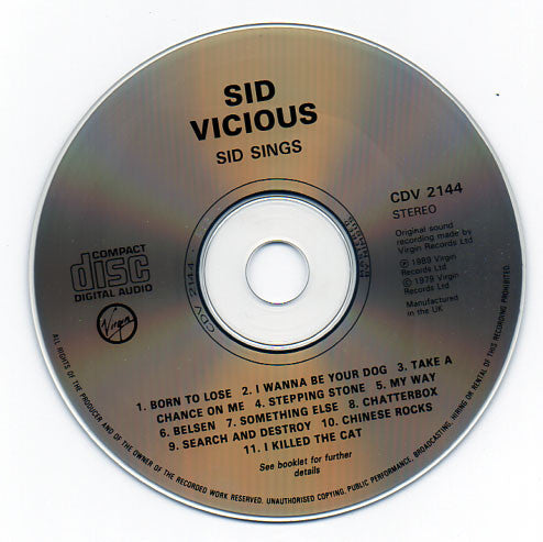 Sid Vicious : Sid Sings (CD, Album, RE)