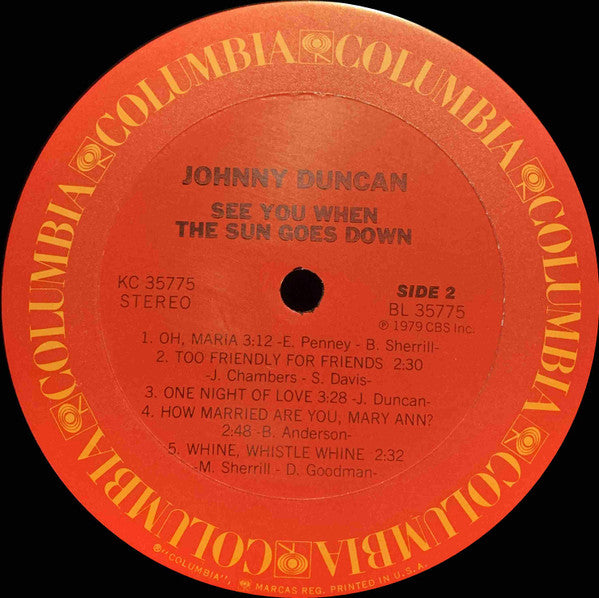 Johnny Duncan (3) : See You When The Sun Goes Down (LP, Album, Ter)