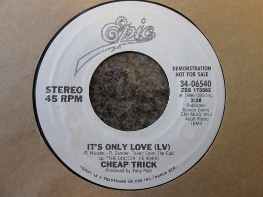 Cheap Trick : It's Only Love (7", Single, Promo, Styrene)