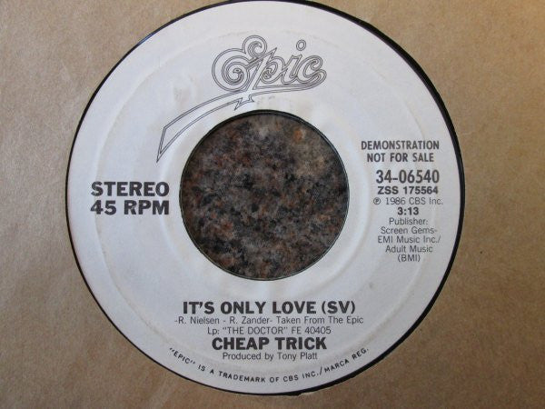 Cheap Trick : It's Only Love (7", Single, Promo, Styrene)