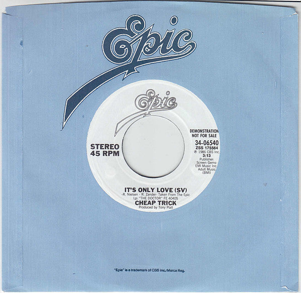 Cheap Trick : It's Only Love (7", Single, Promo, Styrene)