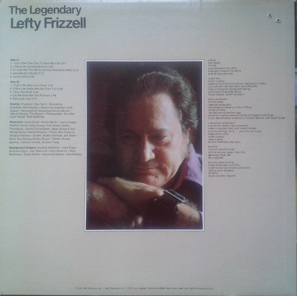 Lefty Frizzell : The Legendary Lefty Frizzell (LP, Album)