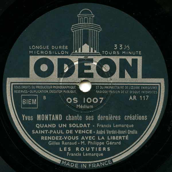 Yves Montand : Chante Ses Dernières Créations (10", Album, Mono)