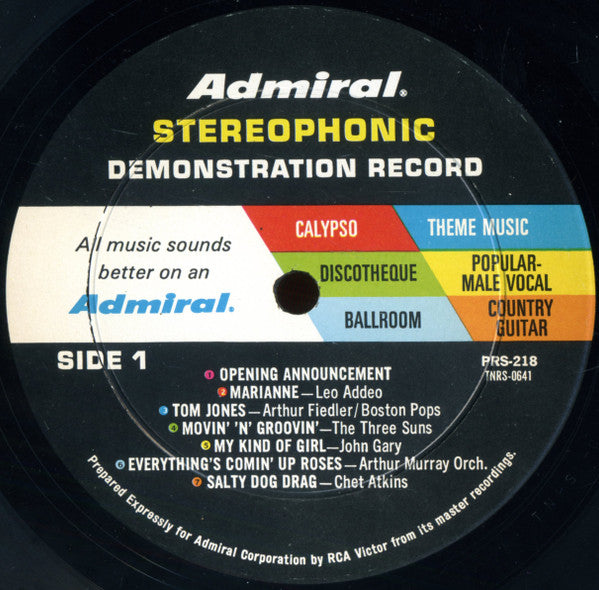 Various : Admiral Stereophonic Demonstration Record (LP, Comp)