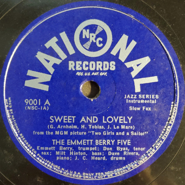 The Emmett Berry Five : Sweet And Lovely / White Rose Kick (Shellac, 10")