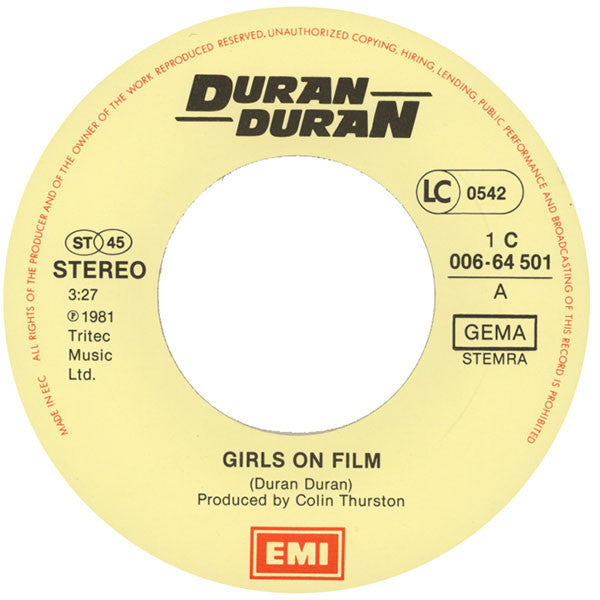 Duran Duran : Girls On Film (7", Single)