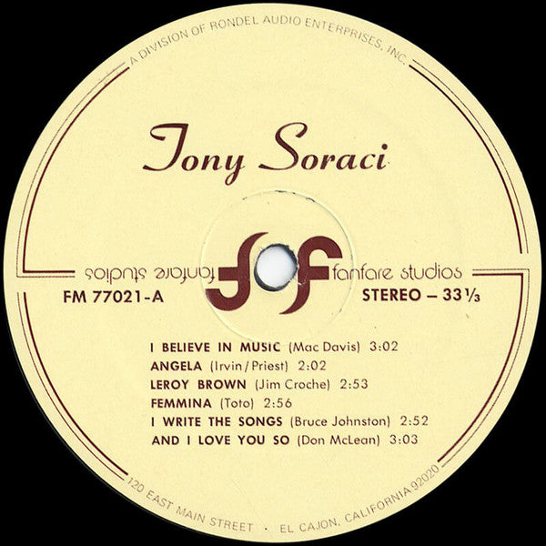 Tony Soraci : Tony Soraci (LP, Album)