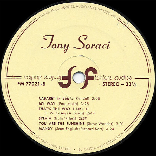 Tony Soraci : Tony Soraci (LP, Album)