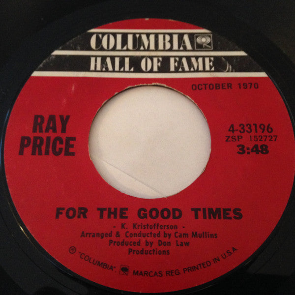 Ray Price : For The Good Times / I Won't Mention It Again (7", RE, Ter)