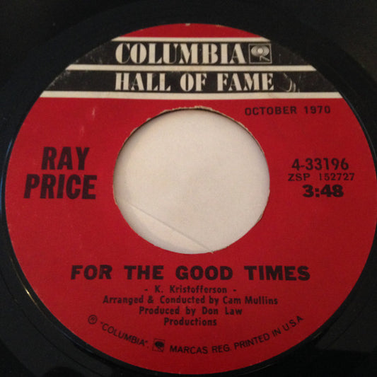 Ray Price : For The Good Times / I Won't Mention It Again (7", RE, Ter)