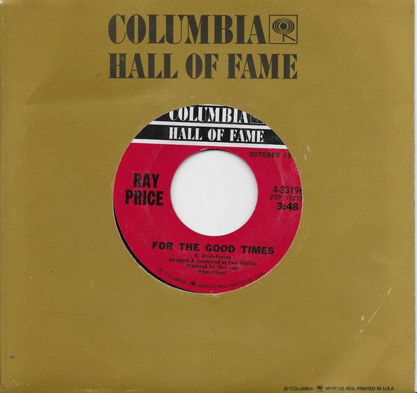 Ray Price : For The Good Times / I Won't Mention It Again (7", RE, Ter)