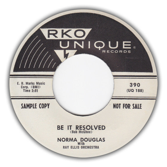 Norma Douglas With Ray Ellis Orchestra* : Be It Resolved / Joe He Gone (7", Single, Promo)