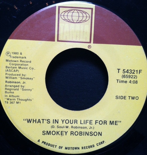 Smokey Robinson : Being With You (7", Single)