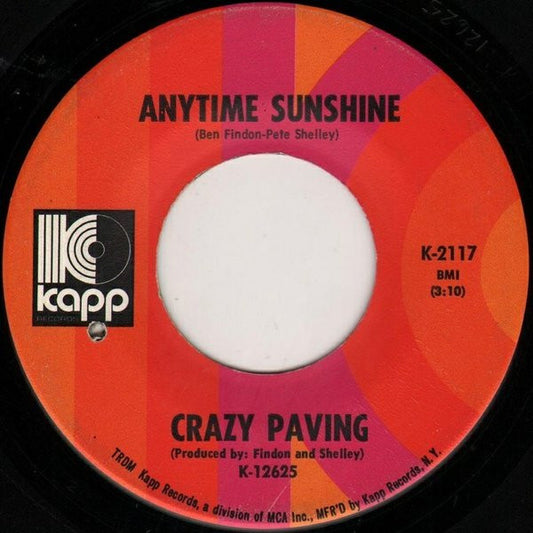 Crazy Paving : Anytime Sunshine / Sweet Brandy (7")