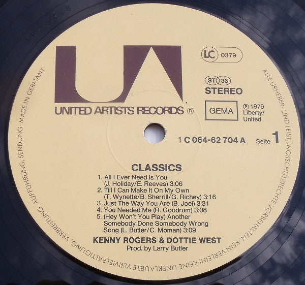 Kenny Rogers & Dottie West : Classics (LP, Album)
