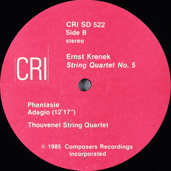 Ernst Krenek, Thouvenel String Quartet : String Quartet No. 5 (LP, Album)