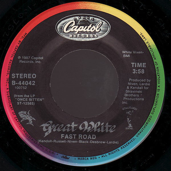 Great White : Rock Me (7", Single, Spe)