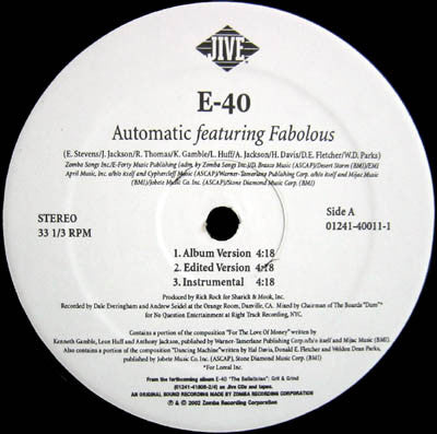 E-40 : Automatic / Rep Yo City (12")