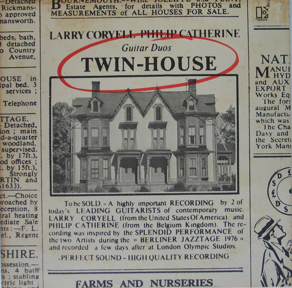 Larry Coryell & Philip Catherine : Twin-House (LP, Album, PRC)