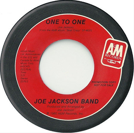 Joe Jackson Band : One To One (7", Mono, Promo)