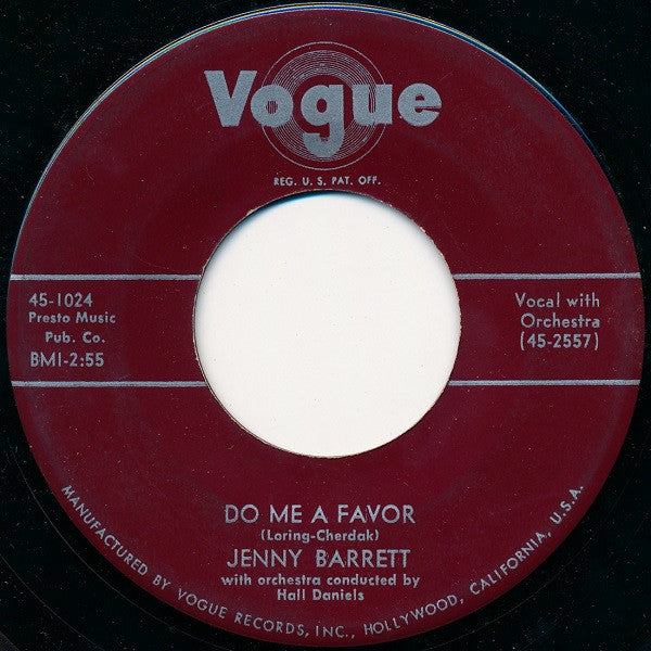Jenny Barrett (3) : Do Me A Favor / He Loves Me (7", Single)