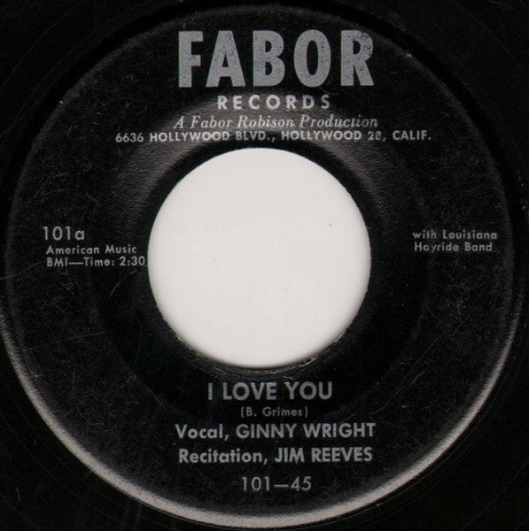 Ginny Wright : I Love You (7", Single)