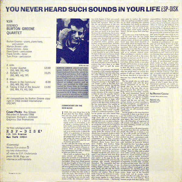 Burton Greene Quartet : Burton Greene Quartet (LP)