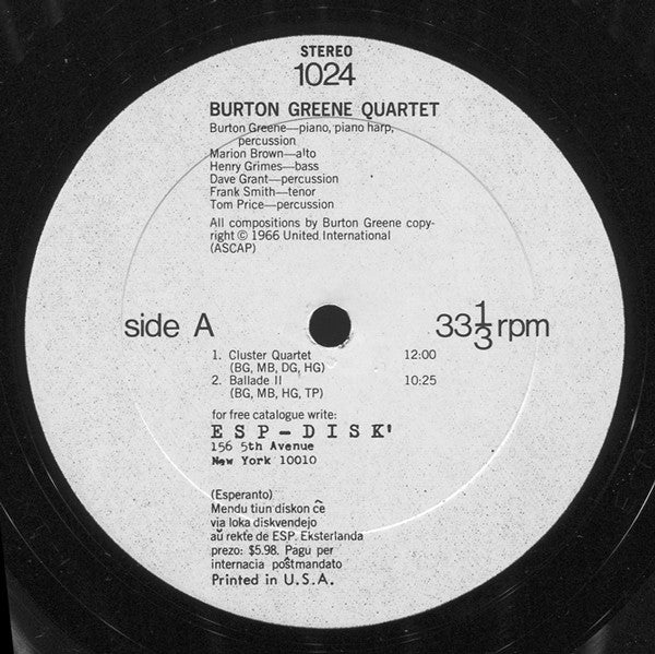 Burton Greene Quartet : Burton Greene Quartet (LP)