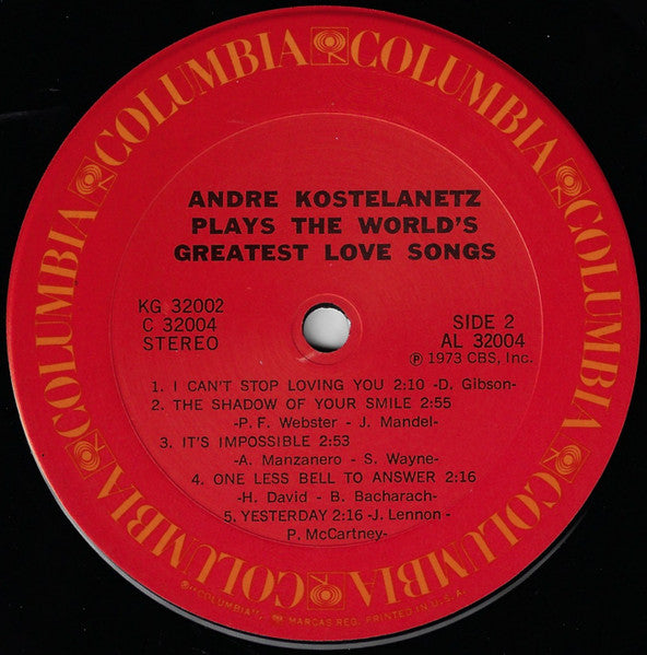 Kostelanetz* : Kostelanetz Plays The World's Greatest Love Songs (2xLP, Comp)