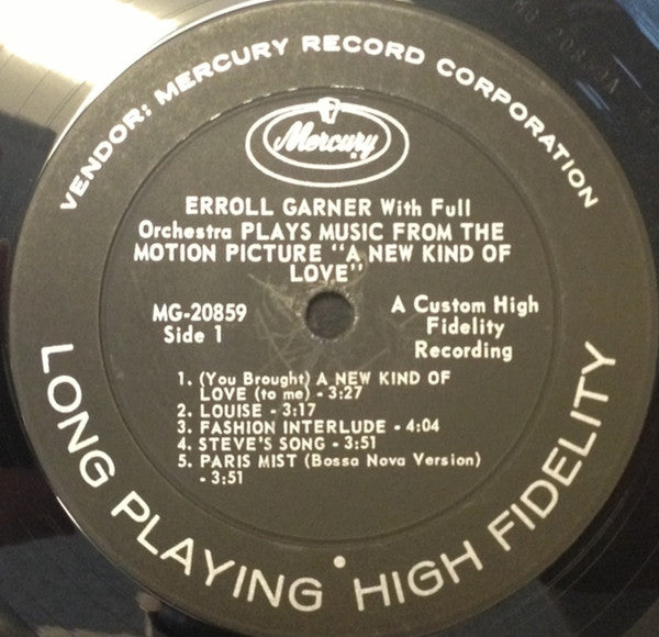 Erroll Garner With Full Orchestra Conducted By Leith Stevens : Playing Music From The Paramount Motion Picture "A New Kind Of Love" (LP, Album, Mono)