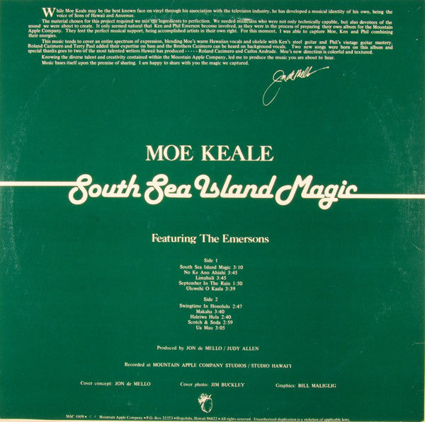Moe Keale Featuring The Emersons (2) : South Sea Island Magic (LP, Album)