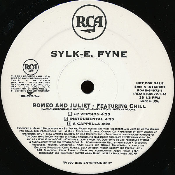 Sylk E. Fyne : Romeo And Juliet (12", Promo)