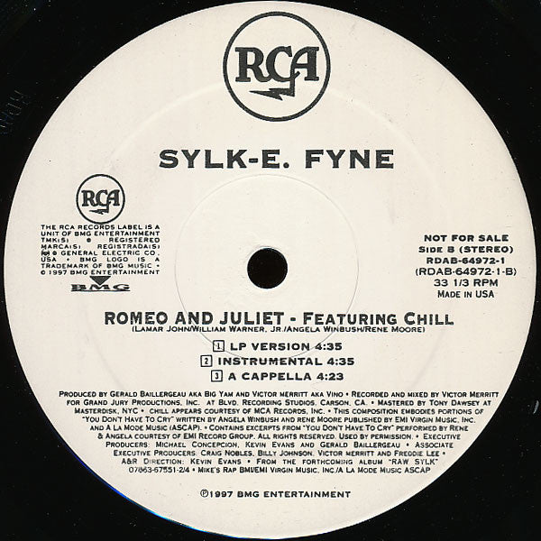 Sylk E. Fyne : Romeo And Juliet (12", Promo)