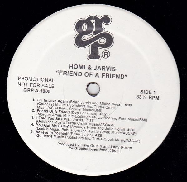 Homi* & Jarvis* : Friend Of A Friend (LP, Album, Promo)