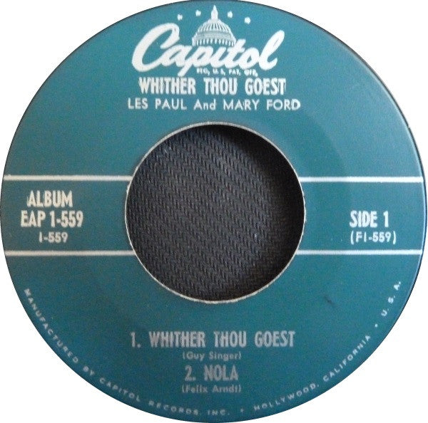 Les Paul & Mary Ford : Whither Thou Goest (7", EP)