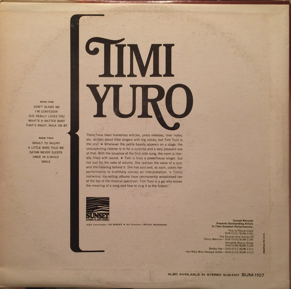 Timi Yuro : Timi Yuro (LP, Comp, Mono)