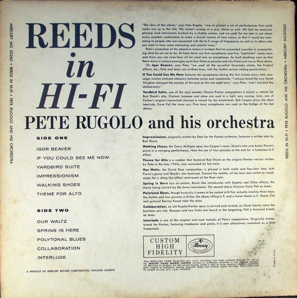 Pete Rugolo And His Orchestra* : An Adventure In Sound - Reeds In Hi-Fi (LP, Album, Mono)