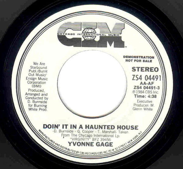 Yvonne Gage : Doin' It In A Haunted House (7", Single, Promo)