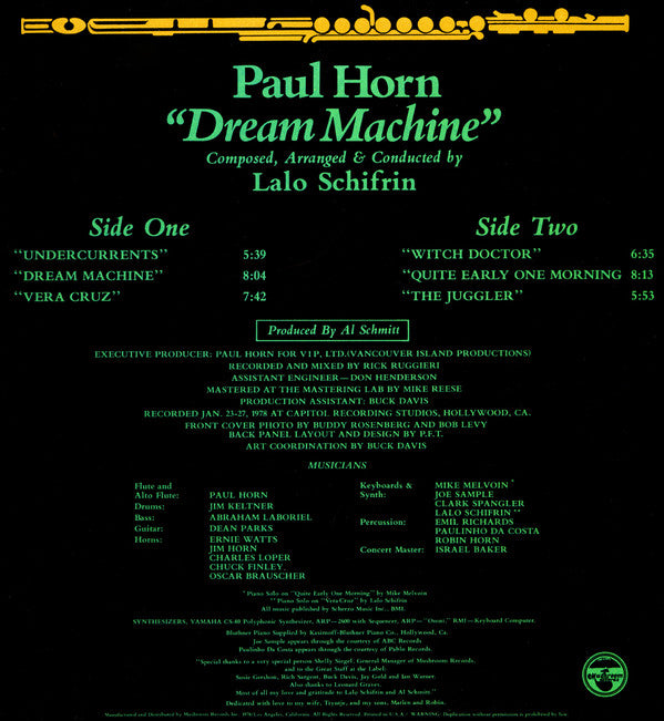 Paul Horn : Dream Machine (LP, Album, San)